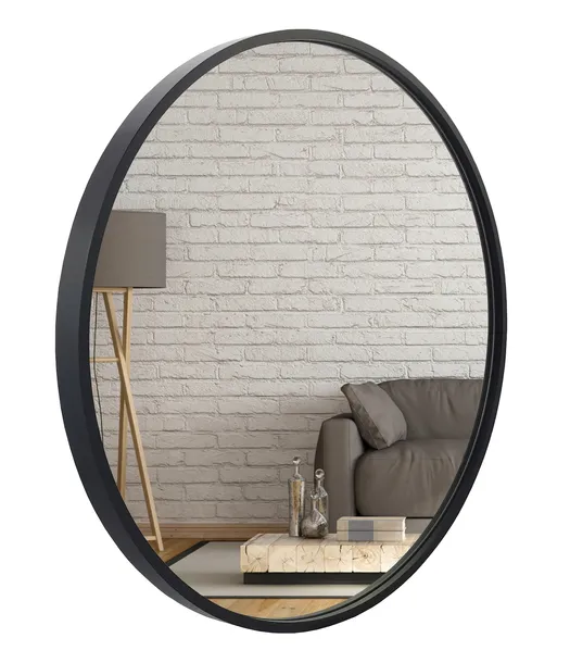 Lustro okrągłe loftowe łazienka 80 cm czarne duże BD art do salonu XXL
