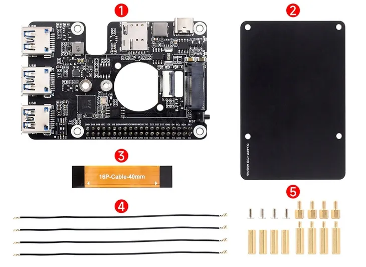 adapter-pcie-dla-gsm-simcom-quectel-4g-5g-i-usb-hat-dla-raspberry-pi-5-rodzaj-modul-rozszerzajacy-kod-producenta-pcie-to-4g-5g-m-2-usb3-2-hat-waveshare-27698