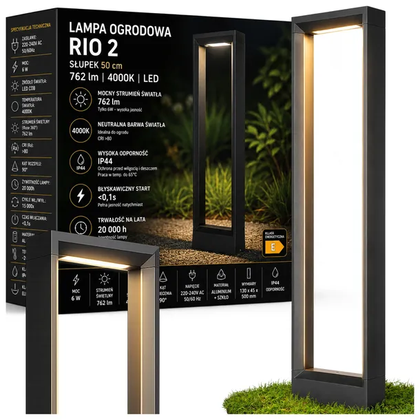 Lampa Ogrodowa stojąca słupek 50cm 762lm zewnętrzna 4000K LED