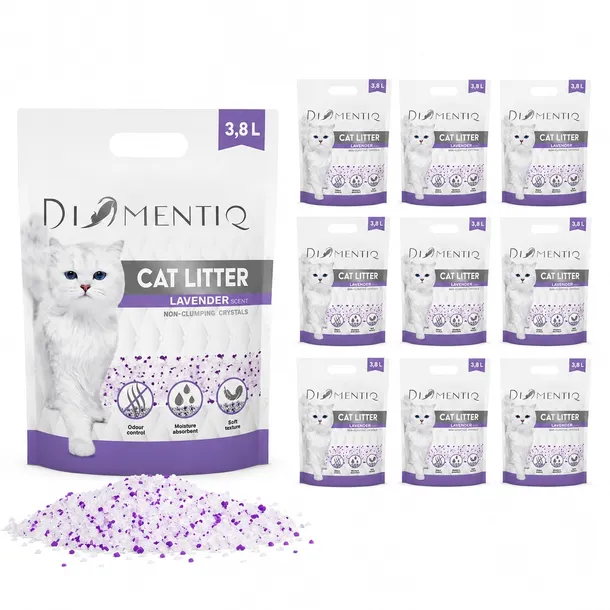 Żwirek dla kota silikonowy niezbrylający Lavender 10x3,8L DIAMENTIQ