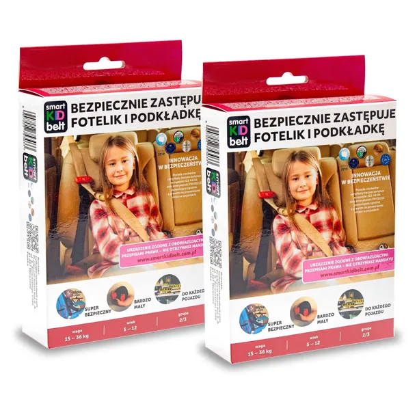 Pas samochodowy dla dzieci do auta 15-36 kg Smart Kid Belt DWUPAK 2 sztuki