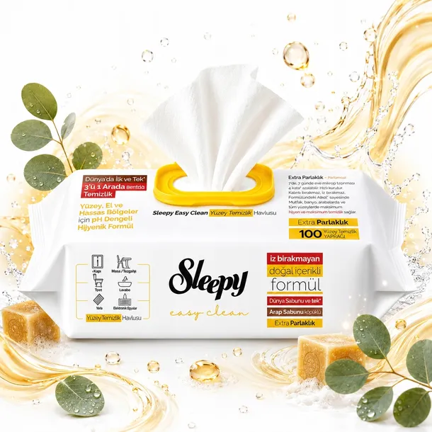 Sleepy Easy Clean Arabskie Mydło 100 szt Chusteczki Czyszczące uniwersalne