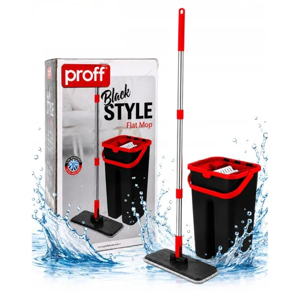 PROFF FLAT mop plaski z wyciskaczem wiadrem dwukomorowym MIKROFIBRA 9l