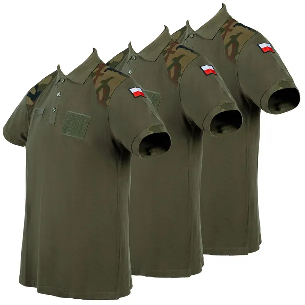 Koszulka Polo Zestaw 3 Sztuki Wojsko Polskie Khaki Moro Wojskowe 3pak M