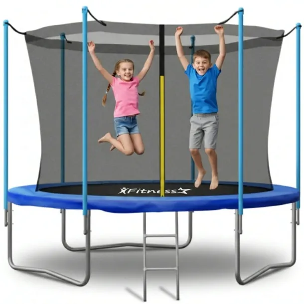 Trampolina ogrodowa dla dzieci Fitness-Star 254cm 8ft z siatką drabinką