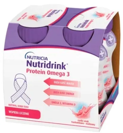 Nutridrink Protein Omega 3 truskawka malina 4x125