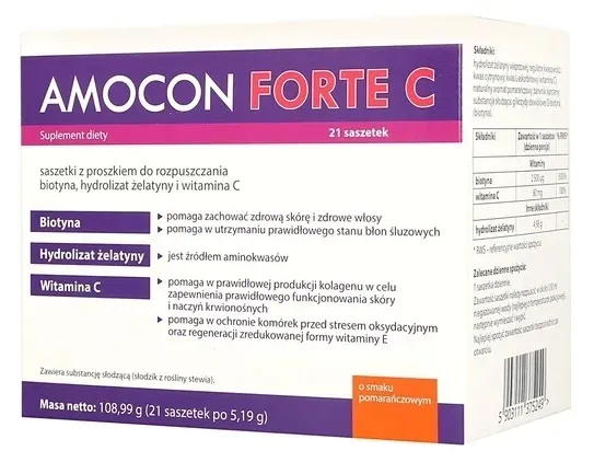 Amocon Forte C biotyna PIĘKNE ZDROWE WŁOSY 21 sasz