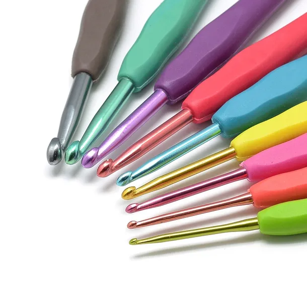 9szt. zestaw szydełek, szydełka z ergonomiczną rączką 2mm-6mm kolorowe