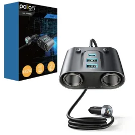 ladowarka-samochodowa-polion-152w-usb-c-usb-a-2x-gniazdo-zapalniczki-pd-qc