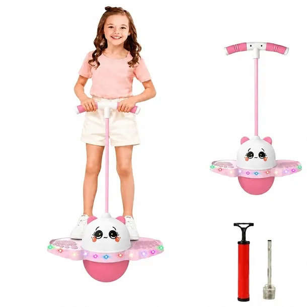 Skoczek Dla Dzieci Pogo Jumper  Świecący Led Różowy