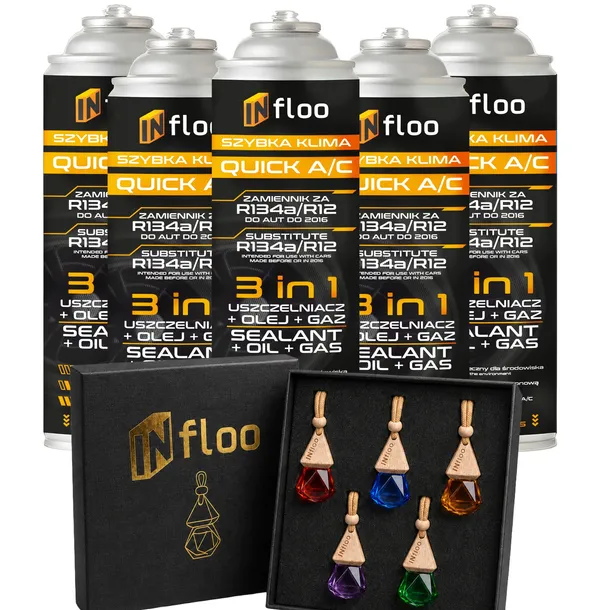 INfloo 5x Szybka Klima R134a Gaz Olej Uszczelniacz 3w1 CZYNNIK + GRATIS