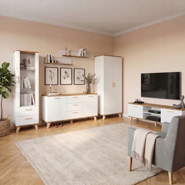 Meblościanka Oslo Zestaw Mebli do Salonu Meble Pokojowe Szafa Komplet rtv