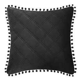 poszewka-z-pomponami-45x45-czarna-pompony-romby-glamour-do-narzuty