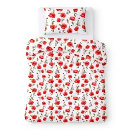 posciel-bawelniana-140x200-biala-w-czerwone-maki-klasyczny-cotton-home
