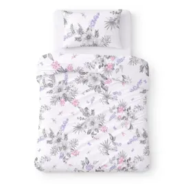 posciel-bawelniana-140x200-biala-w-szaro-fioletowe-kwiaty-cotton-home