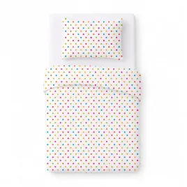 posciel-bawelniana-dziecieca-100x135-biala-w-kolorowe-kropki-dzieciecy