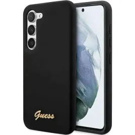 guess-etui-case-hardcase-do-samsung-s23-s911-silicone-vintage-gold-logo