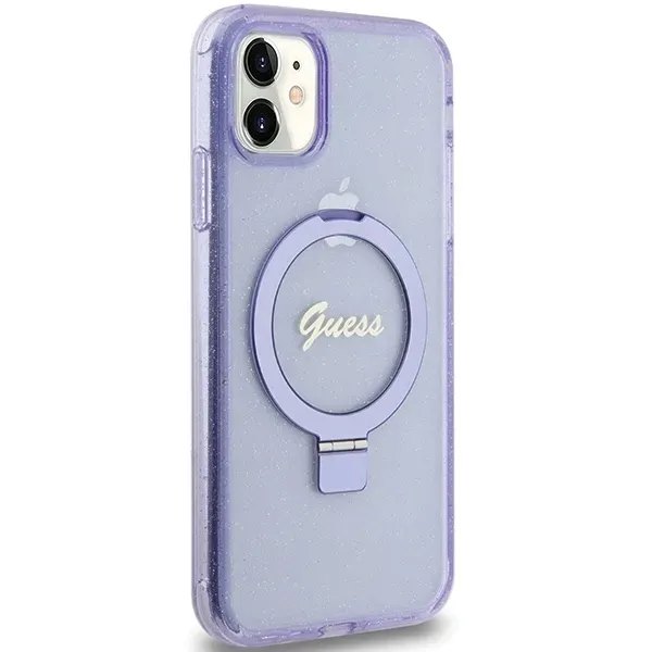 guess-etui-hardcase-do-iphone-11-xr-6-1-ring-stand-script-glitter-kolor-fioletowy