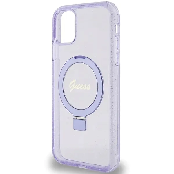 guess-etui-hardcase-do-iphone-11-xr-6-1-ring-stand-script-glitter-material-tworzywo-sztuczne