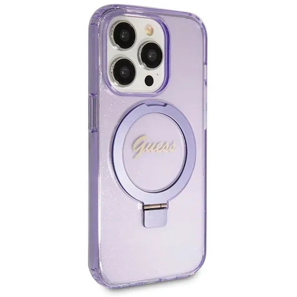 guess-pokrowiec-hardcase-do-iphone-13-pro-max-61-ring-stand-script-glitter-kolor-fioletowy