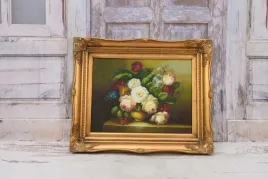 kwiaty-w-wazonie-obraz-na-plotnie-54x44-zlota-rama