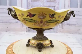 zolta-porcelanowa-patera-z-ptaszkami-porcelana-braz-secesja