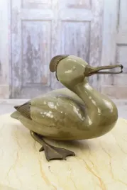 porcelanowa-figura-zielona-dostojna-kaczka-kaczor-porcelana-braz