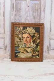 t-de-lempicka-portret-kobiety-z-kwiatami-stary-obraz-olejny-z-francji