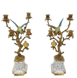 dwa-swieczniki-porcelana-braz-art-deco-papugi-kanarki-na-galezi