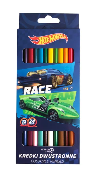 Kredki dwustronne 12/24 kolorów Hot Wheels Majewski