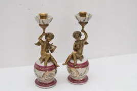 2-swieczniki-anioly-zlocony-porcelana-braz
