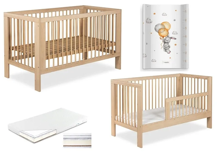 ŁÓŻECZKO Dziecięce Drewniane 140x70 Buk Tapczanik Olivia+ Materac