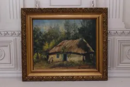 jan-stanislawski-polski-pejzaz-wiejska-chata-wies-stary-obraz