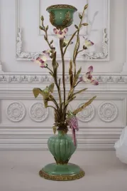 zjawiskowy-swiecznik-papugi-na-galezi-porcelana-braz-rekodzielo-unikat
