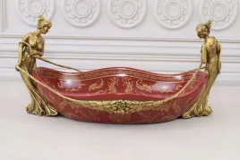 czerwona-porcelanowa-patera-porcelana-braz-dwie-nimfy-ptaki