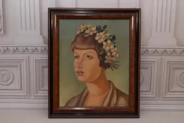 t-de-lempicka-dziewczyna-z-wiankiem-stary-obraz-olejny-z-francji