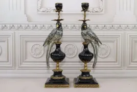 2-swieczniki-swiecznik-papugi-porcelana-braz
