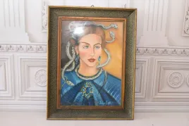 j-mehofer-kobieta-z-wezami-meduza-waz-stary-obraz-pastel-za-szklem