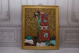 gustav-klimt-pocalunek-zakochani-stary-obraz-olejny-na-drewnie