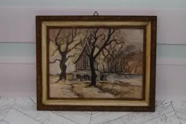 wiktor-zin-kosciol-w-lesie-pastel-za-szklem-polski-stary-obraz-olejny