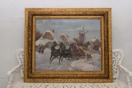 cz-wasilewski-wyprawa-na-polowanie-stary-obraz-olejny