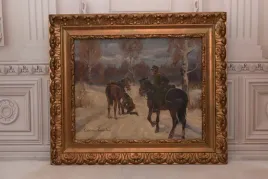 wojciech-kossak-ulani-na-koniach-polski-zimowy-obraz-olejny-zlota-rama