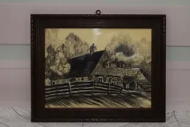 wiktor-zin-1972-chata-pastel-za-szklem-polski-obraz-olejny