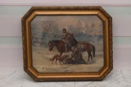 w-chmielinski-mysliwi-na-koniach-wyprawa-na-polowanie-obraz-olejny