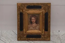 portret-kobiety-obraz-olejny-zloto-czarna-rama-dekoracja