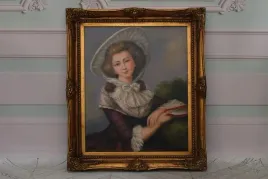 portret-francuska-arystokratka-w-kapeluszu-obraz-olejny-zlota-rama