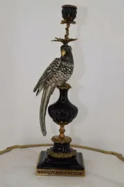 porcelanowy-swiecznik-papuga-porcelana-braz-bialo-czarna-ozdoba