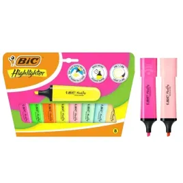 zakreslacz-bic-flat-highlighter-neonowe-pastelowe-blister-8-sztuk