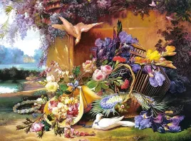 puzzle-2000-widok-obraz-art-martwa-natura-kwiaty-ptaki-9-castor