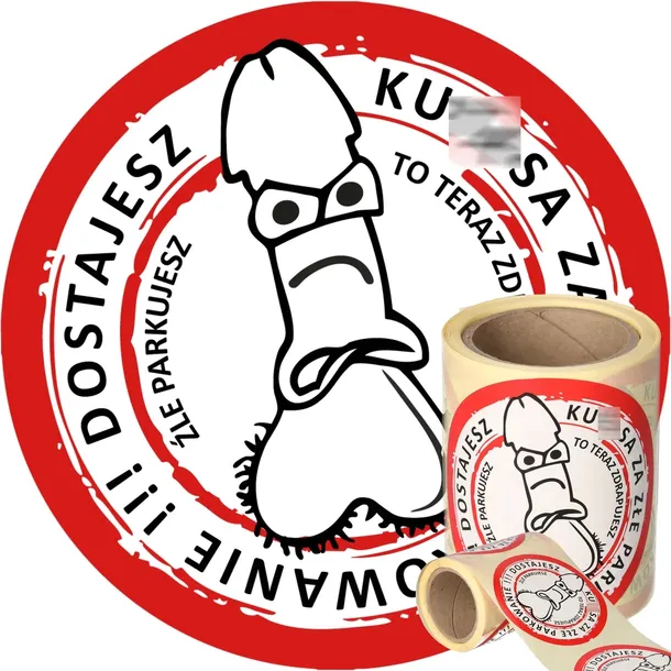 NAKLEJKI TRUDNOZRYWALNE za złe parkowanie KARNY KUTAS 7CM 100szt MOCNY KLEJ